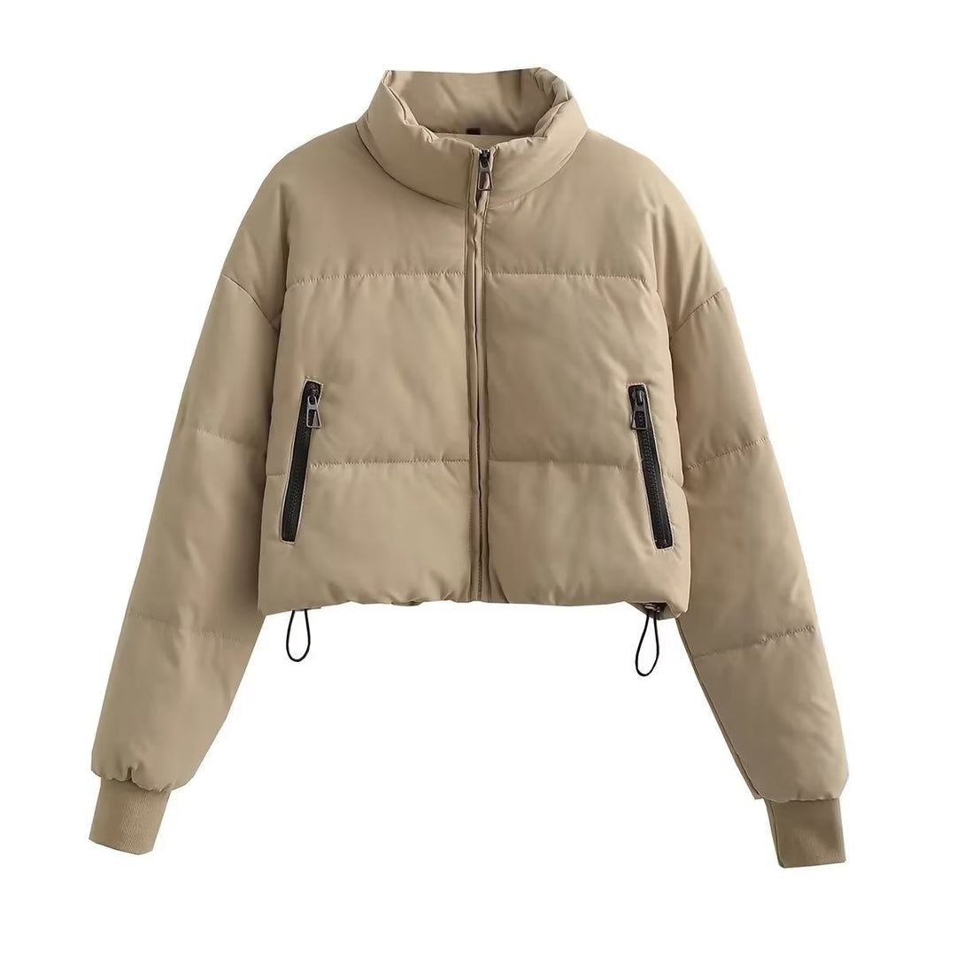 Damen cropped Steppjacke mit hochschließendem Kragen und praktischen Reißverschlusstaschen R&B