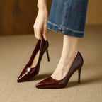 Damen elegante spitze Pumps mit hochwertiger Lederoberfläche
