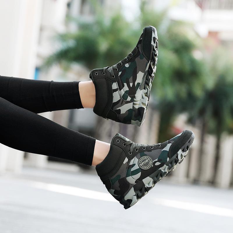 Damen Sportliche High-Top Sneakers mit camouflagiertem Design und rutschfester Sohle