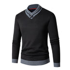 Herren eleganter V-Ausschnitt Pullover mit modischem Kragen R&B