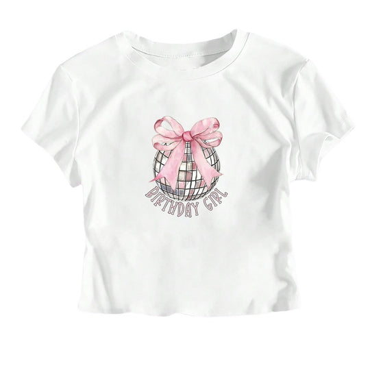 Damen Crop-T-Shirt mit festlichem Geburtstagsthema R&B