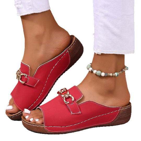 Damen Mules mit eleganter Kettenverzierung und komfortablem Fußbett R&B
