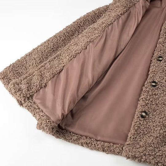 Damen kuschelige Fleecejacke mit Knopfverschluss und hohen Kragen R&B