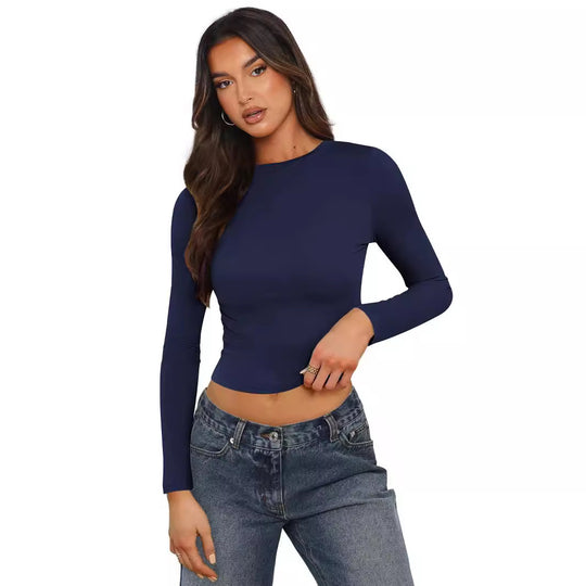 Damen lässiges Langarmshirt mit figurbetontem Schnitt R&B
