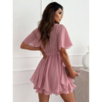 Damen Wickelkleid mit fließendem Schnitt und zarten Rüschendetails R&B