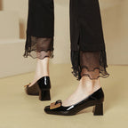 Damen Elegante Blockabsatz-Pumps mit verzierter Schnalle