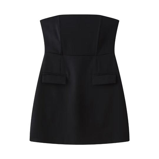 Damen ärmelloses Kleid mit modernen Taschen und figurbetontem Schnitt R&B