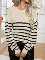 Damen Gemusterter Strickpullover mit eleganten Details R&B