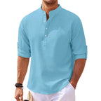Herren lässiges Henley-Shirt mit strukturierter Oberfläche R&B