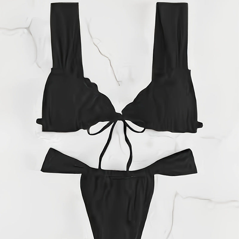 Damen Triangel-Bikini mit verstellbarem Bindeband und modischem Design R&B