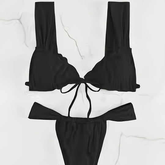 Damen Triangel-Bikini mit verstellbarem Bindeband und modischem Design R&B
