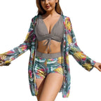 Damen Bikini-Set mit floralem Wickeloberteil und bequemen Shorts R&B