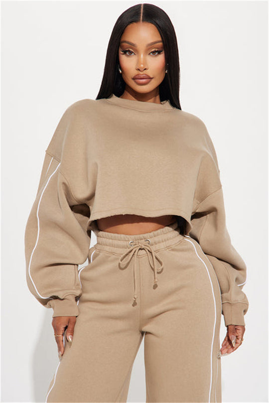 Damen lässiger Crop-Top Hoodie R&B