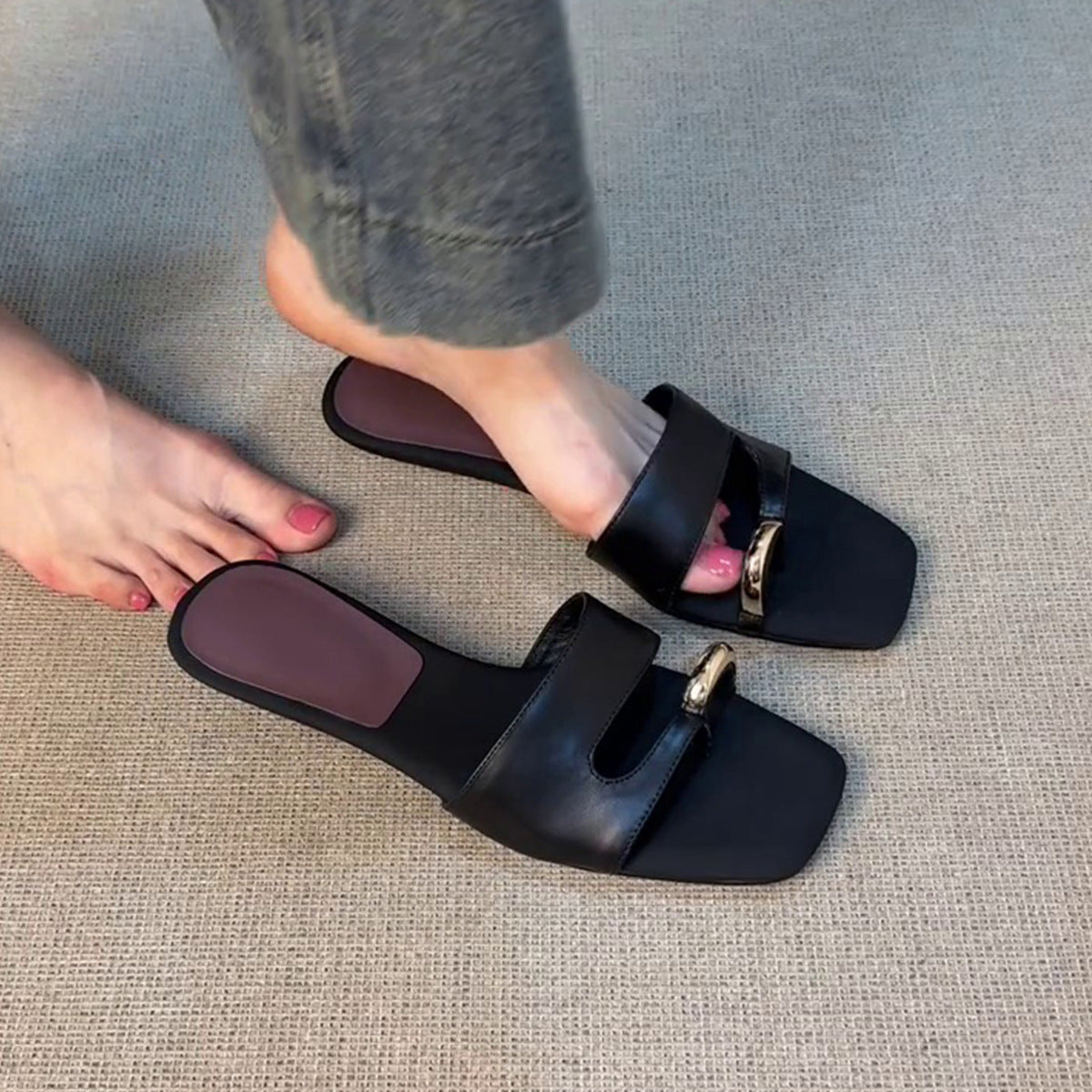 Damen elegante Sling-Sandalen mit modischem Riemen und komfortablem Fußbett R&B