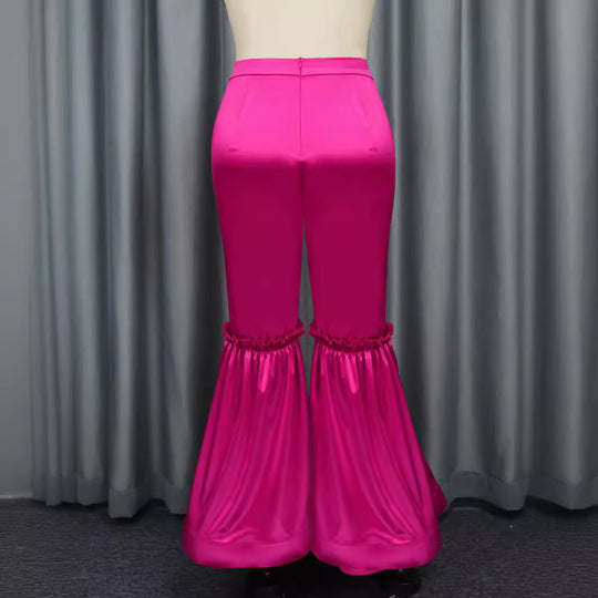 Damen elegante Palazzo-Hose mit Rüschendetails R&B