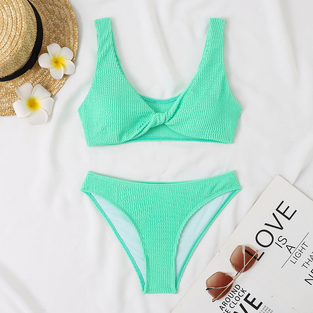Damen Bikini-Set mit Twist-Design und hohem Taillenbund R&B
