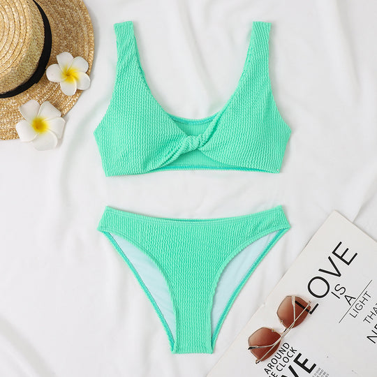 Damen Bikini-Set mit Twist-Design und hohem Taillenbund R&B