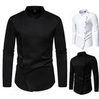 Herren modisches Hemd mit asymmetrischem Knopfdesign und elegantem Stehkragen R&B