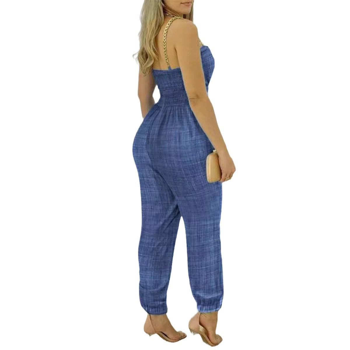 Damen modischer Jumpsuit mit schulterfreien Trägern und cut-out Details R&B