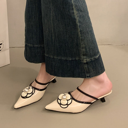 Damen Elegante Slingback-Pumps mit Perlen-Detail und modischem Blumen-Design R&B