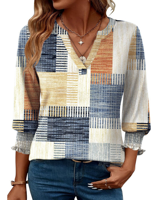 Damen modische Bluse mit verspieltem Paisleymuster und Rüschendetails R&B