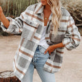 Damen Karierte Flanelljacke mit Lässigem Schnitt und Aufgesetzten Taschen R&B