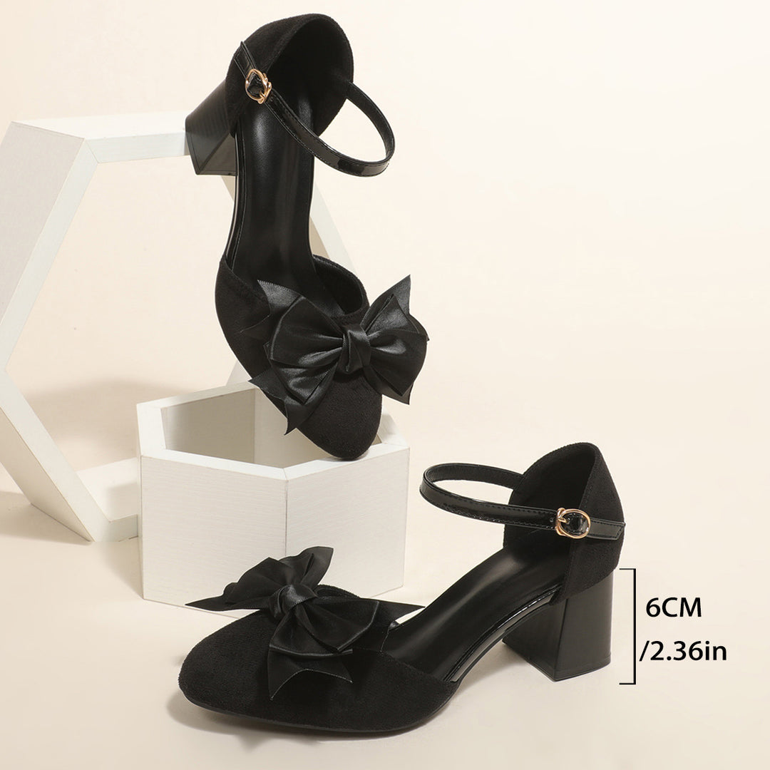 Damen elegante Slingback-Pumps mit dekorativen Schleifen und Blockabsatz R&B