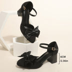Damen elegante Slingback-Pumps mit dekorativen Schleifen und Blockabsatz R&B