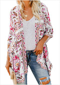 Damen luftiger Kimono mit floralem Muster und weitem Schnitt R&B