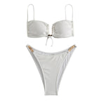 Damen Triangel-Bikini mit raffiniertem Rippendesign und verstellbaren Trägern R&B