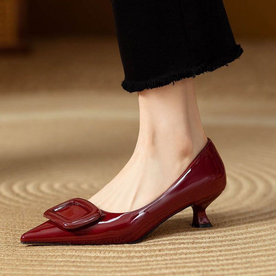 Damen elegante Lackpumps mit modischem Schnallen-Design R&B