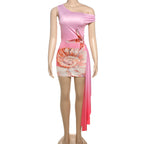 Damen Einseitiges Strandkleid mit maritimem Motiv und asymmetrischem Schnitt R&B