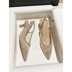Damen elegante Slingback-Pumps mit funkelndem Netzdesign R&B