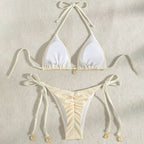 Damen Triangel-Bikini mit verstellbaren Trägern und elegantem Gold-Detail R&B