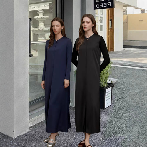 Damen Elegantes Langarm-Maxikleid mit schmeichelndem Schnitt und zeitlosem Design R&B