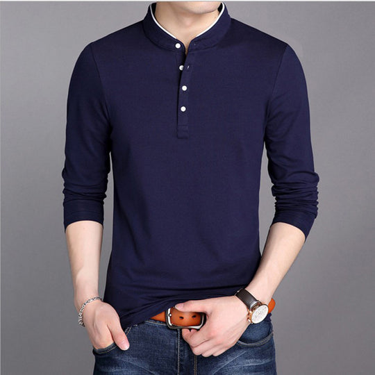 Herren Langarm-Henley-Shirt mit modernem Schnitt und hochwertiger Baumwolle R&B