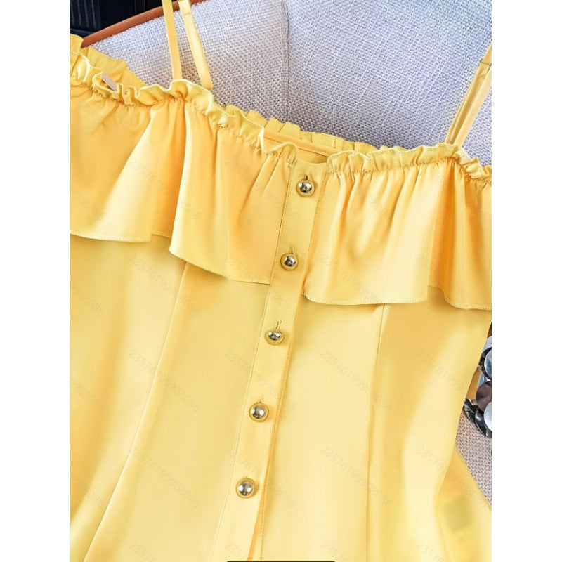 Damen Bluse mit Rüschendetails und Knopfleiste R&B
