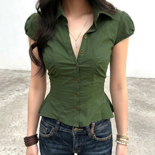 Damen Blusenshirt mit eleganten Puffärmeln R&B
