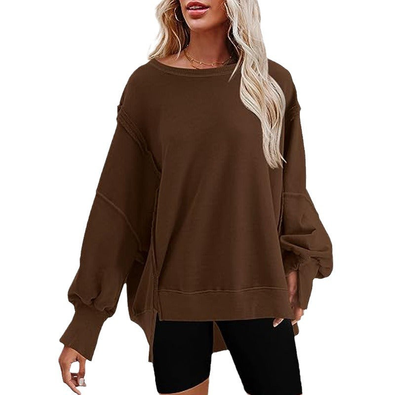 Damen Komfortabler Oversized Pullover mit lässigen Puffärmeln R&B