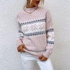 Damen Kuscheliger Oversized-Pullover mit Weihnachtsmotiv und hochschließendem Kragen