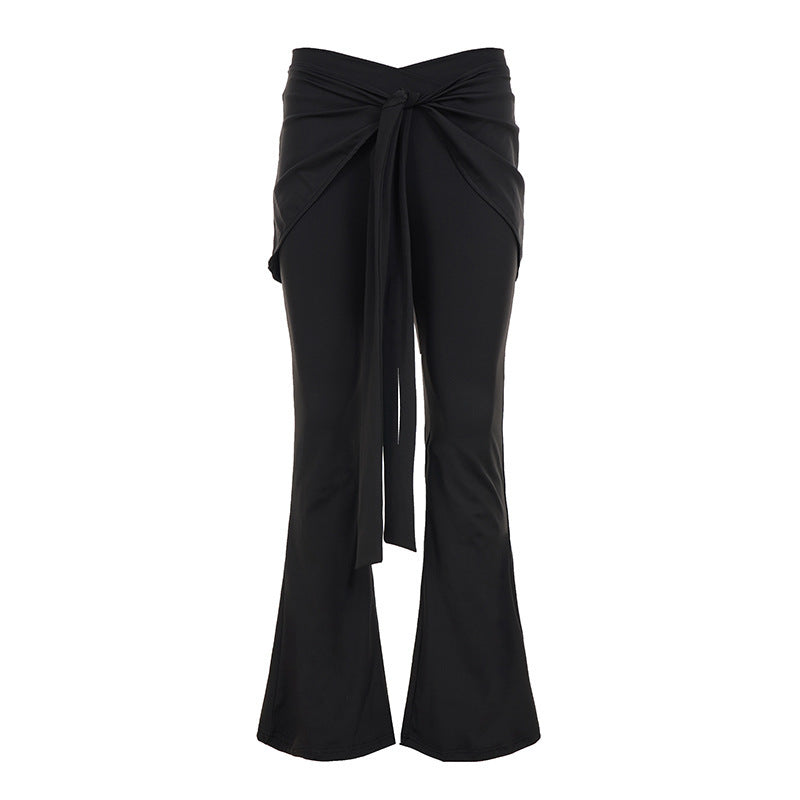 Damen Elegante Flared Pants mit weitem Saum und bindbarem Taillenband R&B