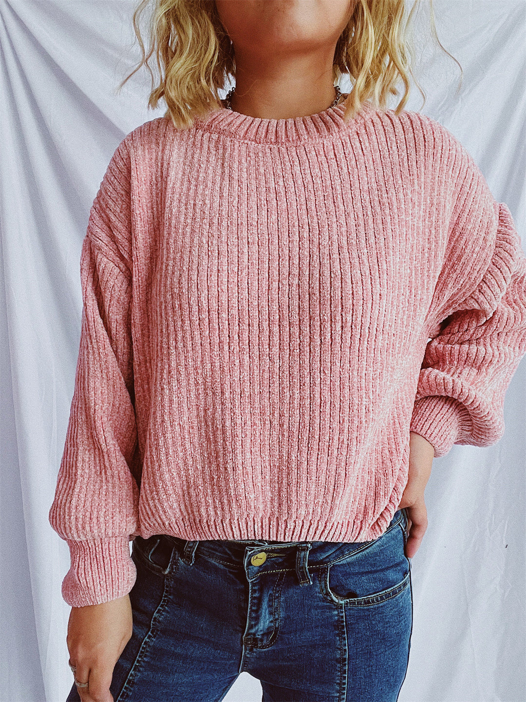 Damen Grobstrickpullover mit weitem Schnitt und strukturiertem Design R&B