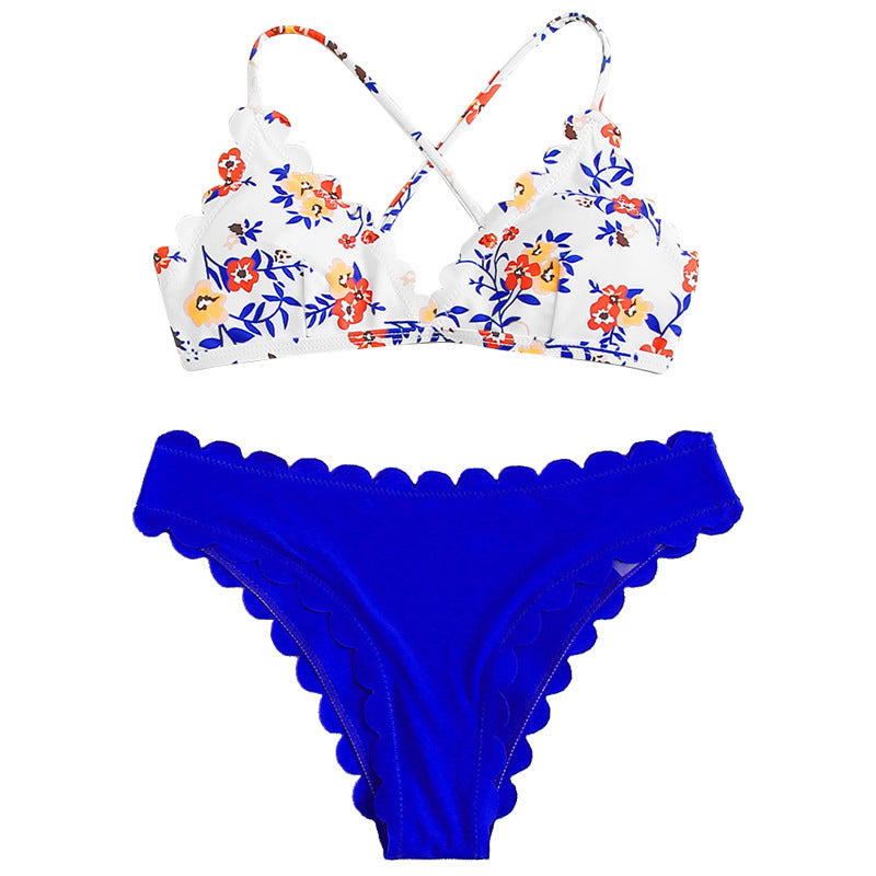 Damen Bikini-Set mit floralem Oberteil und hochtailliertem Slip R&B