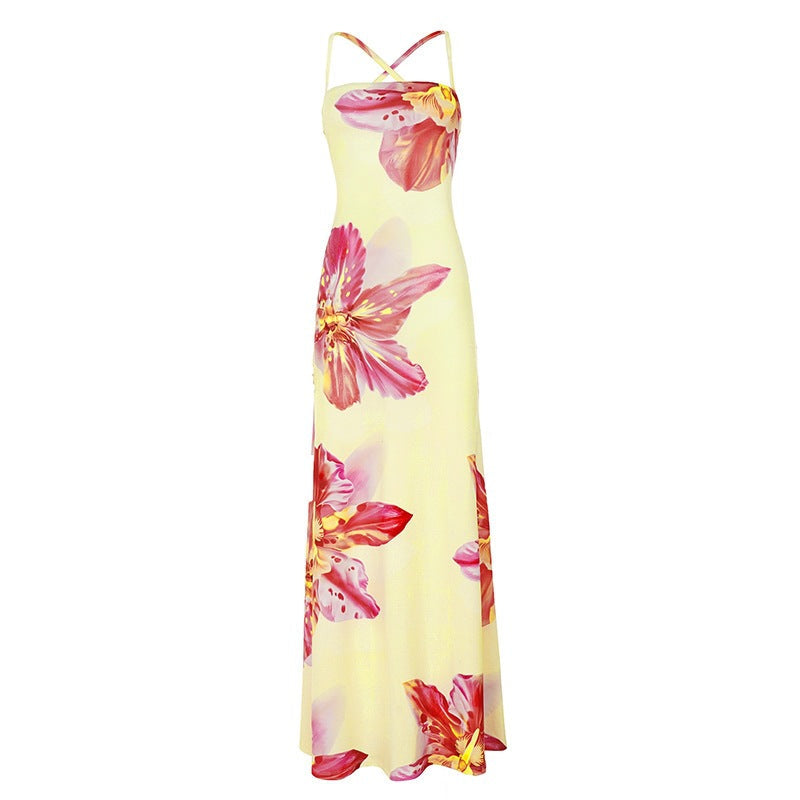 Damen Maxikleid mit floralem Design und Spaghettiträgern R&B