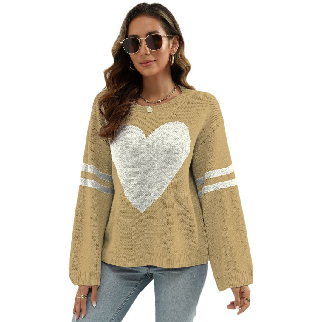 Damen Strickpullover mit Herzmotiv und lässigen Ärmelabschlüssen R&B
