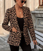 Damen modischer Blazer mit Leopardenmuster und taillierter Passform R&B