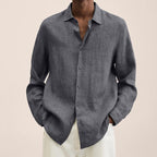 Herren nan leichtes Leinenhemd mit klassischem Kragen und lässigem Relaxed Fit R&B