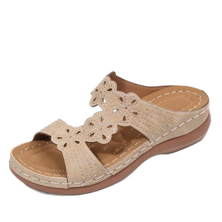 Damen Komfortable Zehentrenner-Sandaletten mit floralem Design R&B