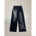Damen Weite Denim-Hose mit auffälligem grafischem Druck R&B