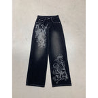 Damen Weite Denim-Hose mit auffälligem grafischem Druck R&B